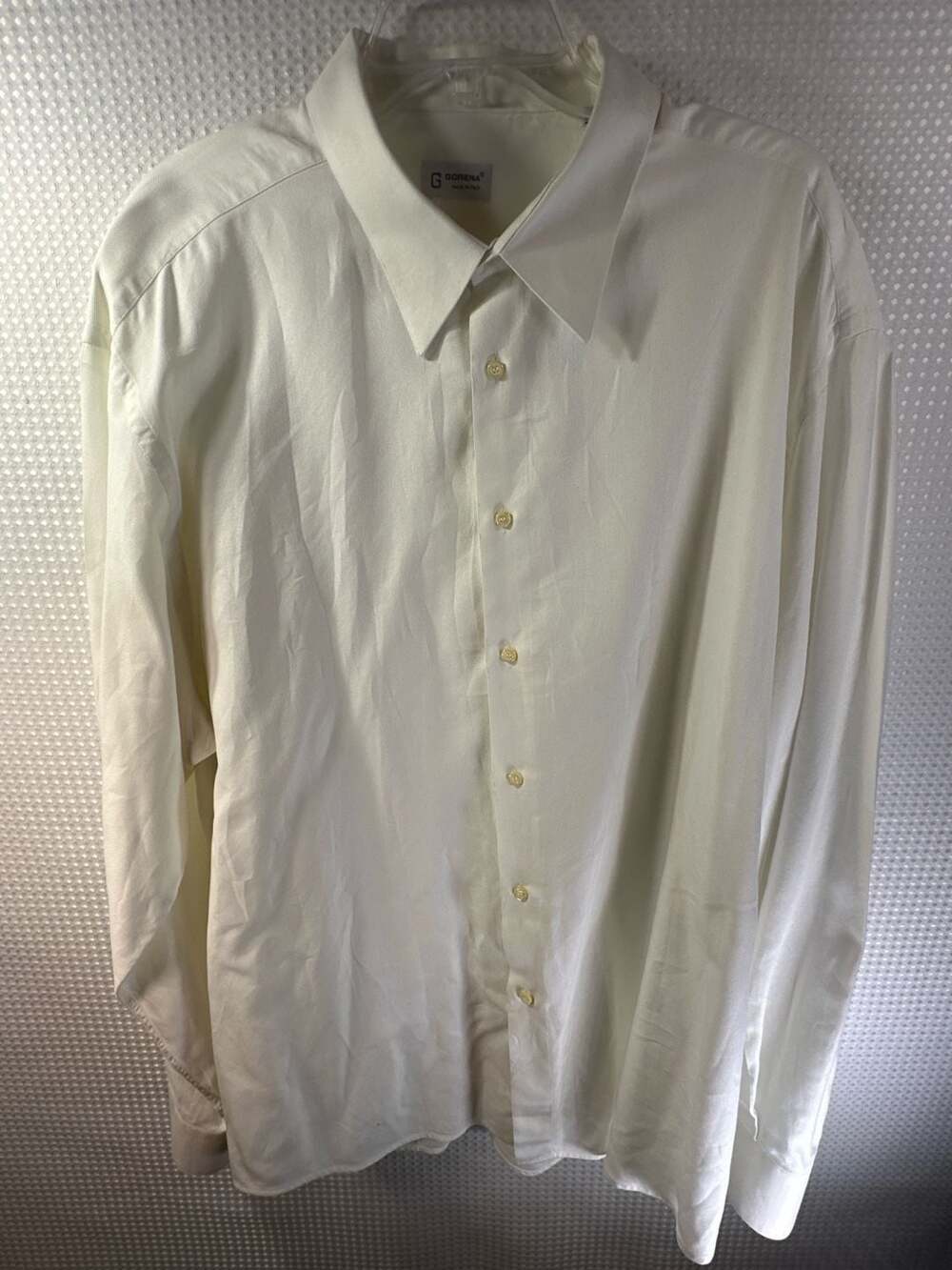 GORENA Made in Italy Men's White Textured Long Sleeve Dress Shirt